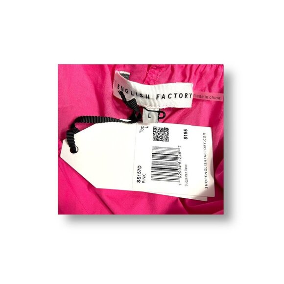 English Factory L Pink Scallop Tiered Maxi Dress Puff Sleeve Barbie Cottagecore - Picture 3 of 8